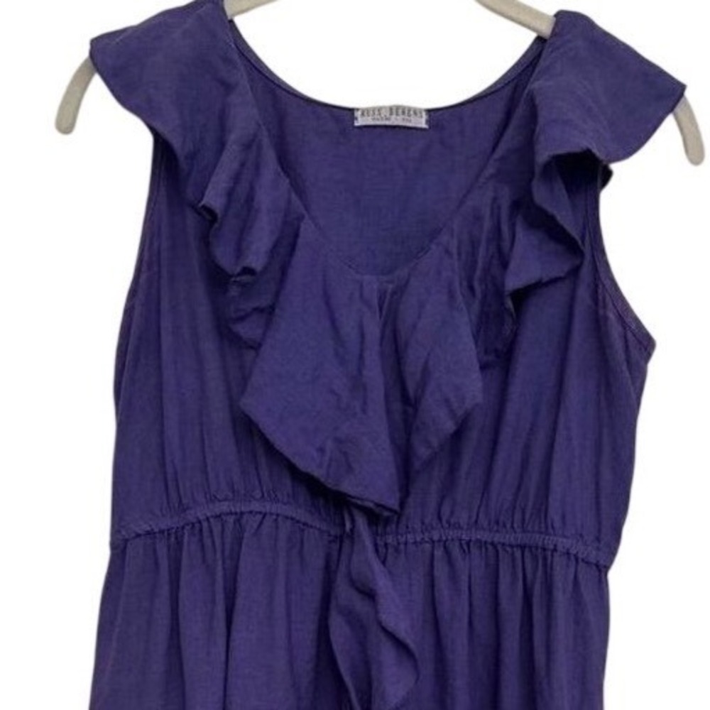 Russ Berens Malibu 100% Linen Dress Ruffle Women's S Purple Hand Colored
